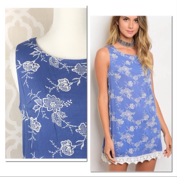 **CLEARANCE** Embroidered Floral Shift Mini Dress - Picture 5 of 8